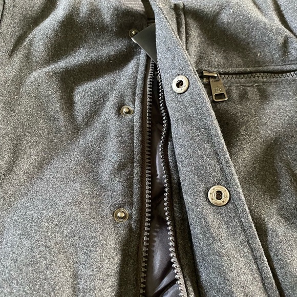 Grey flannel kids bomber jacket with zipper & snaps - Picture 2 of 8
